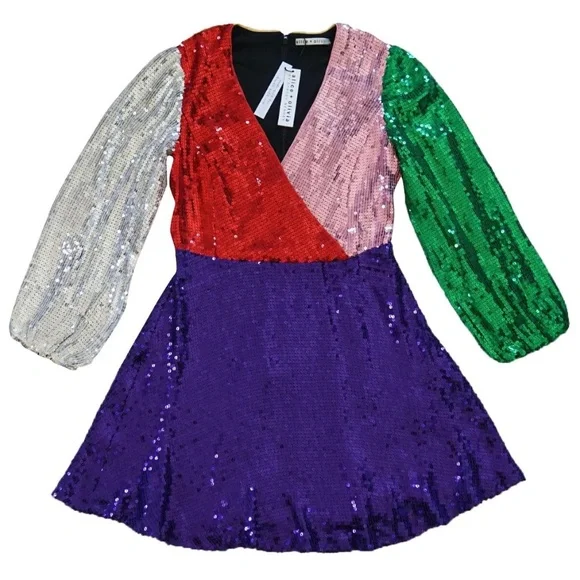 Alice + Olivia Multicolor Sequin Mini Dress - Picture 3 of 11
